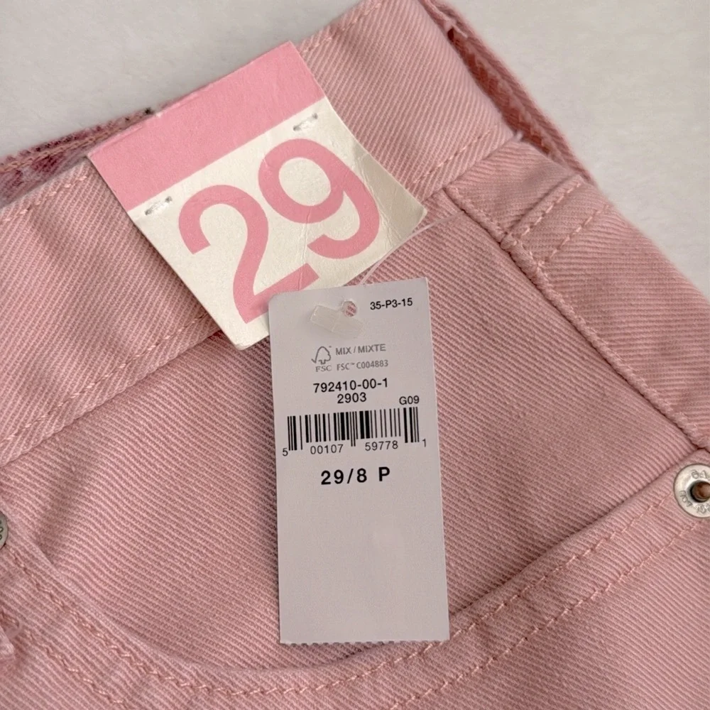 {NWT} GAP x LoveShackFancy | Stretch Denim Ruffle Hem Mini Skirt Pink (29/8P) - Picture 10 of 16